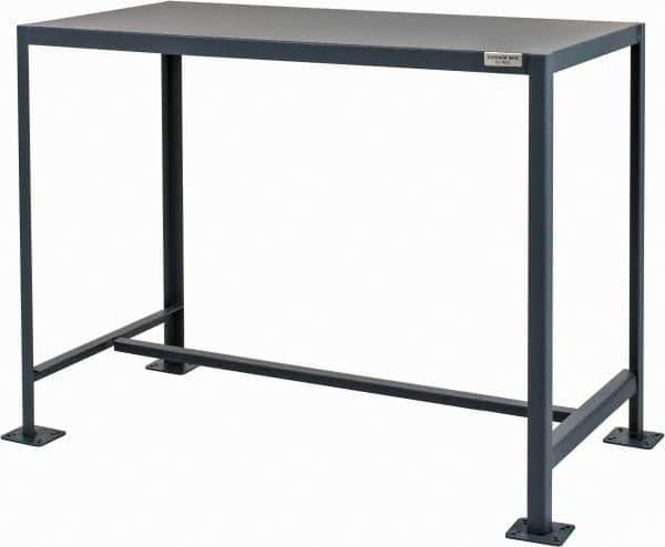 Durham - 48 Wide x 24" Deep x 36" High, Steel Machine Work Table - Flat Top, Rounded Edge, Fixed Legs, Gray - Eagle Tool & Supply
