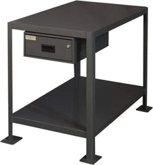 Durham - 48 Wide x 24" Deep x 18" High, Steel Machine Work Table with Drawer - Flat Top, Rounded Edge, Fixed Legs, Gray - Eagle Tool & Supply