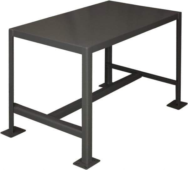Durham - 24 Wide x 18" Deep x 30" High, Steel Machine Work Table - Flat Top, Rounded Edge, Fixed Legs, Gray - Eagle Tool & Supply