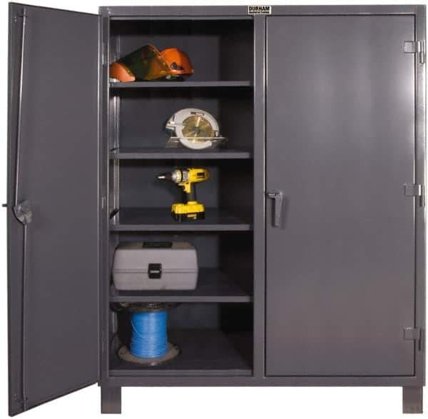 Durham - 6 Shelf Locking Storage Cabinet - Steel, 48" Wide x 24" Deep x 66" High, Gray - Eagle Tool & Supply