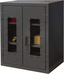 Durham - 2 Shelf Visible Storage Cabinet - Steel, 36" Wide x 24" Deep x 42" High, Gray - Eagle Tool & Supply