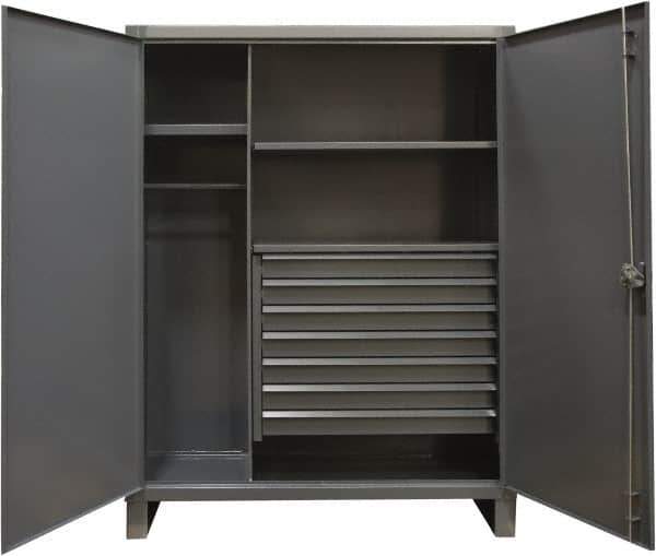 Durham - 3 Shelf Combination Storage Cabinet - Steel, 60" Wide x 24" Deep x 78" High, Gray - Eagle Tool & Supply