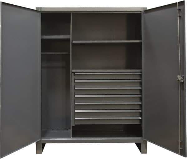Durham - 3 Shelf Combination Storage Cabinet - Steel, 48" Wide x 24" Deep x 78" High, Gray - Eagle Tool & Supply