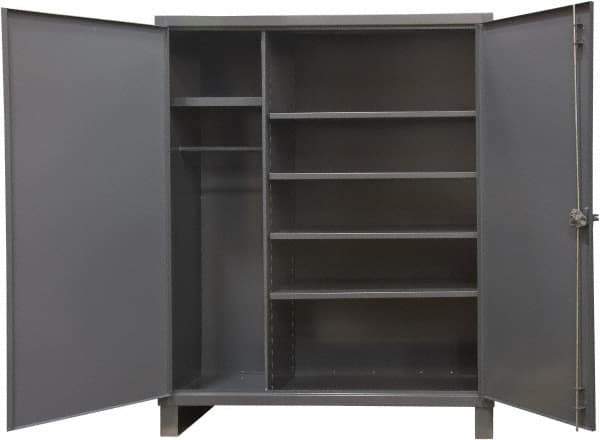 Durham - 5 Shelf Combination Storage Cabinet - Steel, 48" Wide x 24" Deep x 78" High, Gray - Eagle Tool & Supply