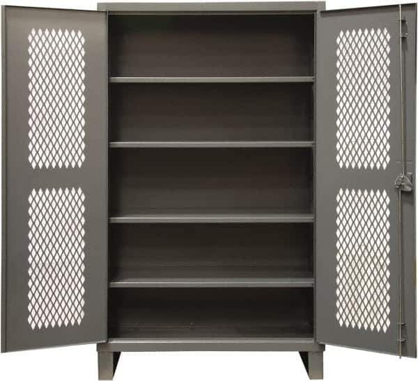 Durham - 4 Shelf Locking Storage Cabinet - Steel, 60" Wide x 24" Deep x 78" High, Gray - Eagle Tool & Supply