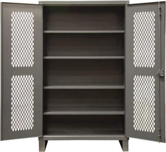 Durham - 4 Shelf Locking Storage Cabinet - Steel, 60" Wide x 24" Deep x 78" High, Gray - Eagle Tool & Supply