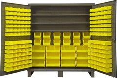 Durham - 3 Shelf 192 Bin Storage Cabinet - Steel, 72" Wide x 24" Deep x 78" High, Gray - Eagle Tool & Supply