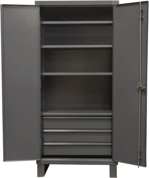 Durham - 4 Shelf Locking Storage Cabinet - Steel, 36" Wide x 24" Deep x 78" High, Gray - Eagle Tool & Supply