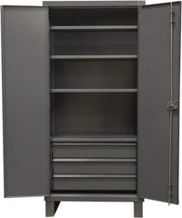 Durham - 4 Shelf Locking Storage Cabinet - Steel, 36" Wide x 24" Deep x 78" High, Gray - Eagle Tool & Supply