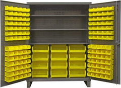 Durham - 3 Shelf 156 Bin Storage Cabinet - Steel, 60" Wide x 24" Deep x 78" High, Gray - Eagle Tool & Supply