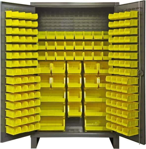Durham - 162 Bin Storage Cabinet - Steel, 48" Wide x 24" Deep x 78" High, Gray - Eagle Tool & Supply