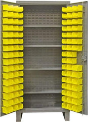 Durham - 4 Shelf 96 Bin Storage Cabinet - Steel, 36" Wide x 24" Deep x 78" High, Gray - Eagle Tool & Supply