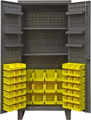 Durham - 2 Shelf 60 Bin Storage Cabinet - Steel, 36" Wide x 24" Deep x 78" High, Gray - Eagle Tool & Supply