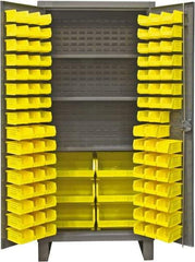 Durham - 3 Shelf 102 Bin Storage Cabinet - Steel, 36" Wide x 24" Deep x 78" High, Gray - Eagle Tool & Supply