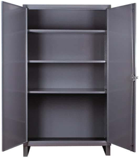 Durham - 3 Shelf Locking Storage Cabinet - Steel, 36" Wide x 24" Deep x 66" High, Gray - Eagle Tool & Supply