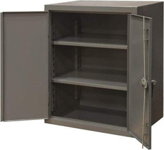 Durham - 2 Shelf Locking Storage Cabinet - Steel, 24" Wide x 20" Deep x 36" High, Gray - Eagle Tool & Supply