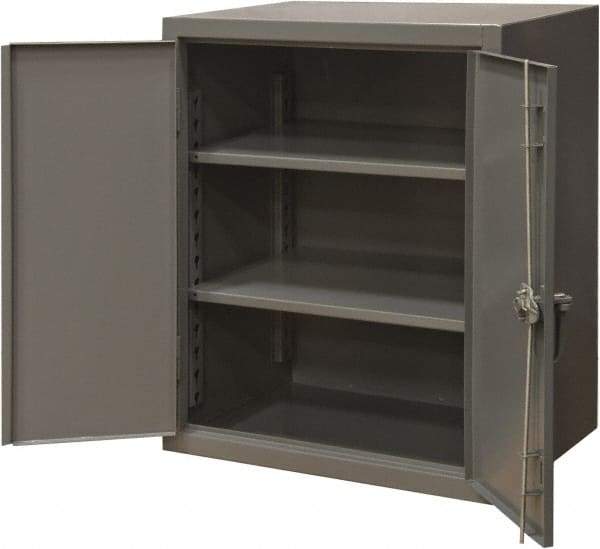 Durham - 2 Shelf Locking Storage Cabinet - Steel, 36" Wide x 24" Deep x 42" High, Gray - Eagle Tool & Supply