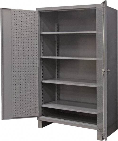 Durham - 4 Shelf Pegboard Storage Cabinet - Steel, 60" Wide x 24" Deep x 78" High, Gray - Eagle Tool & Supply