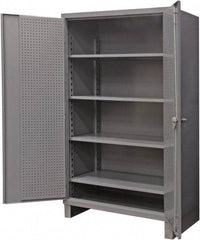 Durham - 4 Shelf Pegboard Storage Cabinet - Steel, 48" Wide x 24" Deep x 78" High, Gray - Eagle Tool & Supply
