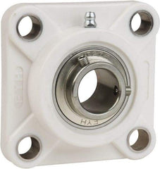 Value Collection - 3/4" ID, 3-3/8" OAL x 1-7/16" OAH 4-Bolt Flange Mounted Bearing - 1,495 Lb Static Cap, 2,877 Lb Dyn Cap, 2-1/2" Btw Mnt Hole Ctrs, 45/64" Base-to-Ctr Ht, Thermoplastic - Eagle Tool & Supply