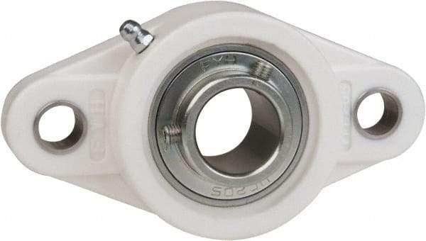 Value Collection - 1-1/4" ID, 5-13/16" OAL x 1-19/32" OAH 2-Bolt Flange Mounted Bearing - 2,540 Lb Static Cap, 4,383 Lb Dyn Cap, 4-39/64" Btw Mnt Hole Ctrs, 45/64" Base-to-Ctr Ht, Thermoplastic - Eagle Tool & Supply