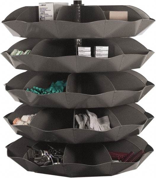 Durham - 10,000 Lb Capacity, 29" Deep x 66-5/16" High, Rotating Bin Rack - 1 Side, Gray Steel Bins - Eagle Tool & Supply