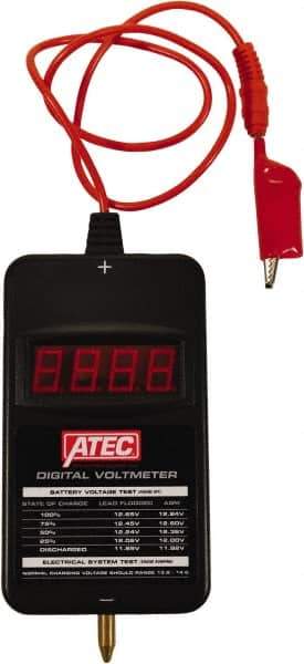 ATEC - 6/12 Volt Digital Battery & System Tester - 100 to 1,700 CCA Range, 1.6667' Cable - Eagle Tool & Supply