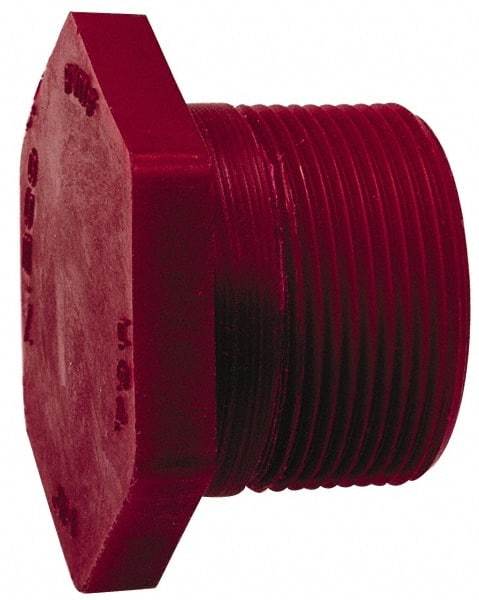 NIBCO - 1-1/2" PVDF Plastic Pipe Threaded Plug - Schedule 80, MIPT x MIPT End Connections - Eagle Tool & Supply