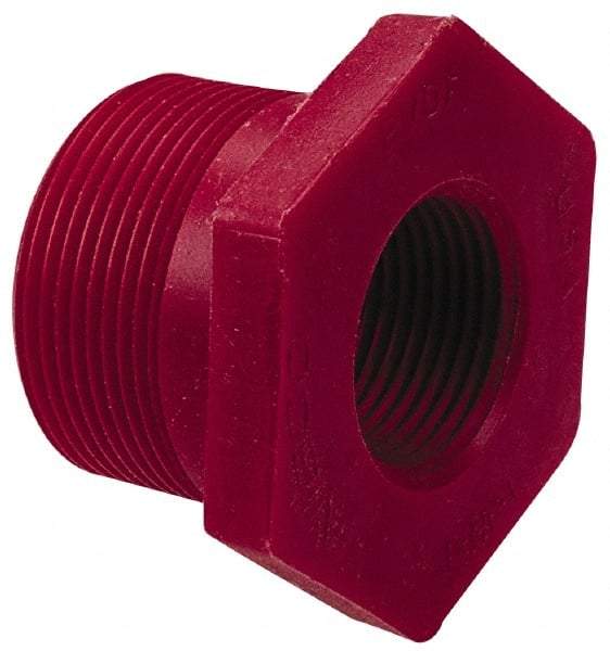 NIBCO - 2 x 1" PVDF Plastic Pipe Flush Threaded Reducer Bushing - Schedule 80, MIPT x FIPT End Connections - Eagle Tool & Supply