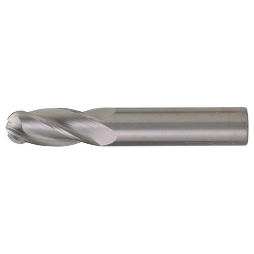 ‎17/64″ Dia. × 5/16″ Shank × 3/4″ DOC × 2-1/2″ OAL, Carbide TiCN, Spiral , 4 Flute, CW Helix, Round, Ballnose End Mill - Exact Industrial Supply