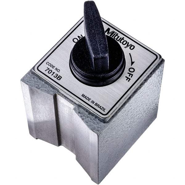 Mitutoyo - 58.5mm Long x 50mm Wide x 55mm High Fine Adjustment Magnetic Indicator Base with On/Off Switch - 600 N Magnetic Pull - Eagle Tool & Supply