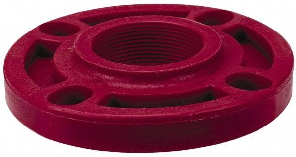 NIBCO - 2" Pipe, 6" OD, PVDF Threaded Pipe Flange - Schedule 80, Red - Eagle Tool & Supply
