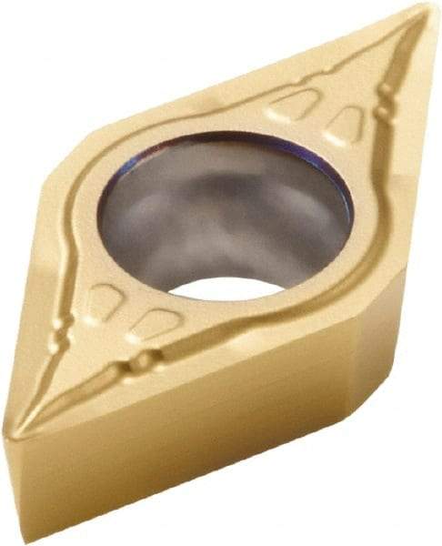 Seco - DCMT21.52 F1 Grade CP500 Carbide Turning Insert - TiAlN/TiN Finish, 55° Diamond, 1/4" Inscr Circle, 3/32" Thick, 1/32" Corner Radius - Eagle Tool & Supply