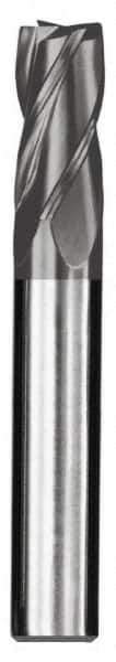 SGS - 31/64", 1" LOC, 1/2" Shank Diam, 3" OAL, 4 Flute, Solid Carbide Square End Mill - Single End, AlTiN Finish, Spiral Flute, 30° Helix, Centercutting, Right Hand Cut, Right Hand Flute, Series 1 - Eagle Tool & Supply
