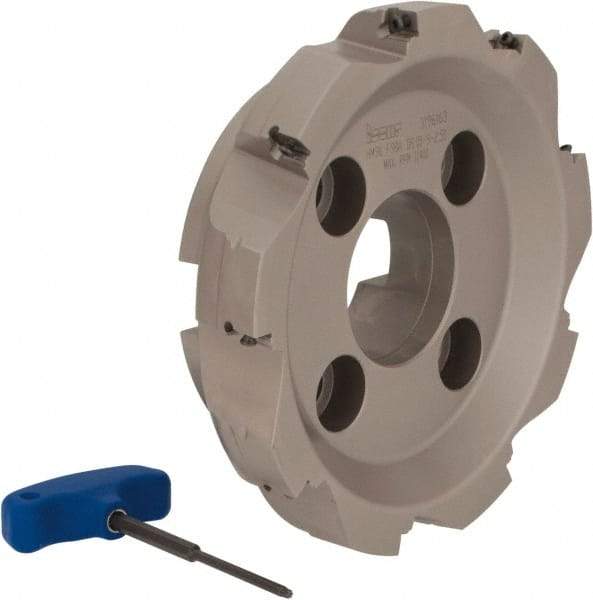 Iscar - 9 Inserts, 8" Cut Diam, 2-1/2" Arbor Diam, 0.56" Max Depth of Cut, Indexable Square-Shoulder Face Mill - 0/90° Lead Angle, 2-1/2" High, AD..1505.. & HM90 AD..1505.. Insert Compatibility, Series HM90 - Eagle Tool & Supply