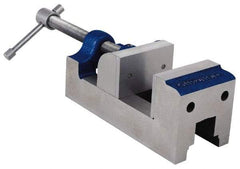 Gibraltar - 2-5/8" Jaw Opening Capacity x 1-1/2" Throat Depth, Horizontal Drill Press Vise - 2-7/16" Wide Jaw, Stationary Base, Standard Speed, 7-1/8" OAL, Cast Iron - Eagle Tool & Supply