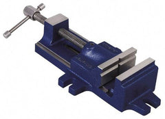 Gibraltar - 4" Jaw Opening Capacity x 1-1/2" Throat Depth, Horizontal Drill Press Vise - 3-1/2" Wide Jaw, Stationary Base, Standard Speed, 12-1/2" OAL, Cast Iron - Eagle Tool & Supply