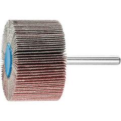 PFERD - 2" Diam x 1" Face Width, Aluminum Oxide Coated Mounted Flap Wheel - 1/4" Shank Mount, 40 Grit, 23,000 Max RPM - Eagle Tool & Supply