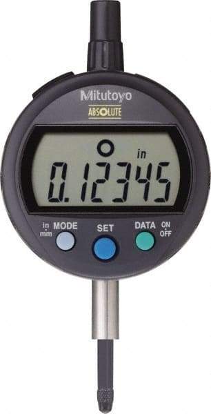 Mitutoyo - 0 to 25.4mm Range, 0.00005" Graduation, Electronic Drop Indicator - Lug Back, Accurate to 0.0001", LCD Display - Eagle Tool & Supply