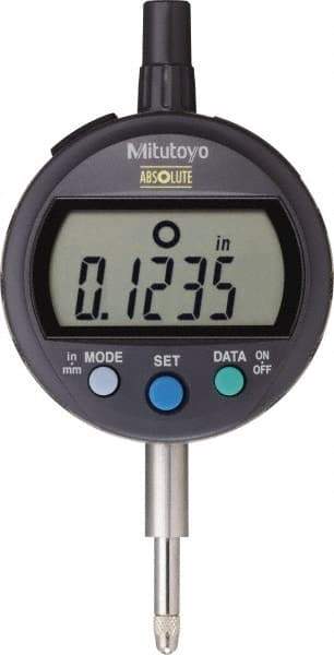 Mitutoyo - 0 to 12.7mm Range, 0.0005" Graduation, Electronic Drop Indicator - Lug Back, Accurate to 0.001", LCD Display - Eagle Tool & Supply