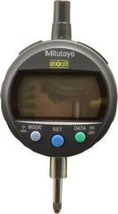 Mitutoyo - 0 to 12.7mm Range, 0.0005" Graduation, Electronic Drop Indicator - Lug-on-center Back, Accurate to 0.001", English & Metric System, LCD Display - Eagle Tool & Supply