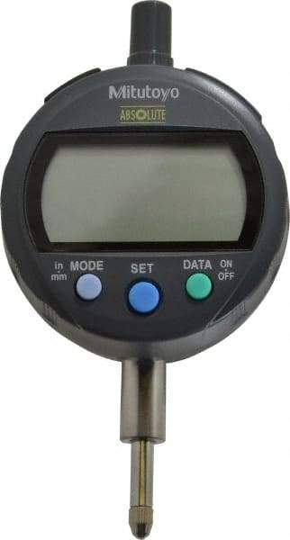 Mitutoyo - 0 to 12.7mm Range, 0.0005" Graduation, Electronic Drop Indicator - Flat Back, Accurate to 0.001", English & Metric System, LCD Display - Eagle Tool & Supply