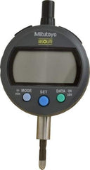 Mitutoyo - 0 to 12.7mm Range, 0.0005" Graduation, Electronic Drop Indicator - Lug-on-center Back, Accurate to 0.001", English & Metric System, LCD Display - Eagle Tool & Supply