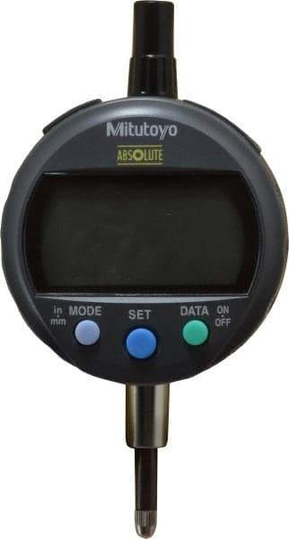 Mitutoyo - 0 to 12.7mm Range, 0.0005" Graduation, Electronic Drop Indicator - Flat Back, Accurate to 0.001", English & Metric System, LCD Display - Eagle Tool & Supply