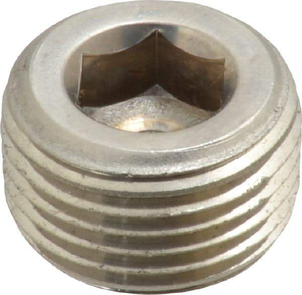 Merit Brass - 3/8" Grade 316/316L Stainless Steel Pipe Hex Countersunk Plug - MNPT End Connections, 150 psi - Eagle Tool & Supply