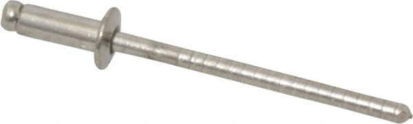 RivetKing - Size 42 Dome Head Stainless Steel Open End Blind Rivet - Stainless Steel Mandrel, 0.126" to 3/16" Grip, 1/4" Head Diam, 0.129" to 0.133" Hole Diam, 0.337" Length Under Head, 1/8" Body Diam - Eagle Tool & Supply