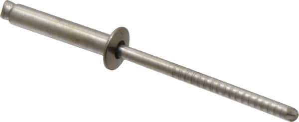 RivetKing - Size 48 Dome Head Stainless Steel Open End Blind Rivet - Stainless Steel Mandrel, 0.376" to 1/2" Grip, 1/4" Head Diam, 0.129" to 0.133" Hole Diam, 0.65" Length Under Head, 1/8" Body Diam - Eagle Tool & Supply