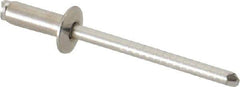 RivetKing - Size 54 Dome Head Stainless Steel Open End Blind Rivet - Stainless Steel Mandrel, 0.188" to 1/4" Grip, 0.312" Head Diam, 0.16" to 0.164" Hole Diam, 0.425" Length Under Head, 5/32" Body Diam - Eagle Tool & Supply