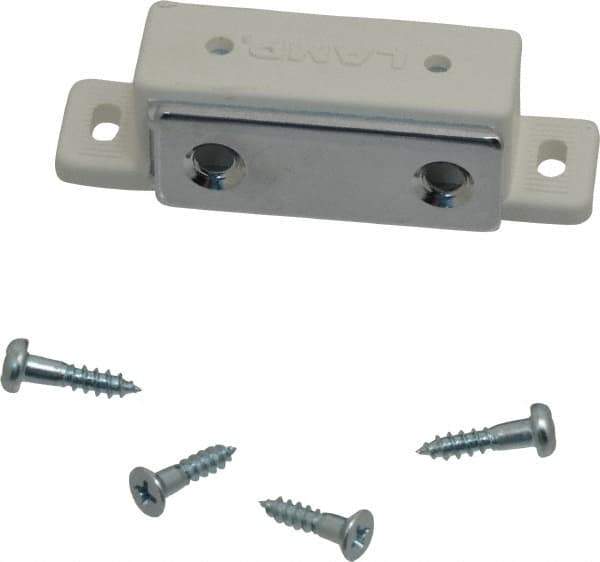 Sugatsune - 2.36" Long x 0.71" Wide x 0.63" High, Plastic & Steel Tension Catch - White Finish, 6.1 Magnetic Force, 1-1/2" Long Strike, 35/64" Wide Strike - Eagle Tool & Supply