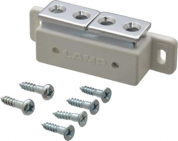 Sugatsune - 2.36" Long x 0.71" Wide x 0.63" High, Plastic & Steel Magnetic Touch Latch - White Finish, 6.1 Magnetic Force, 25/32" Long Strike, 35/64" Wide Strike - Eagle Tool & Supply